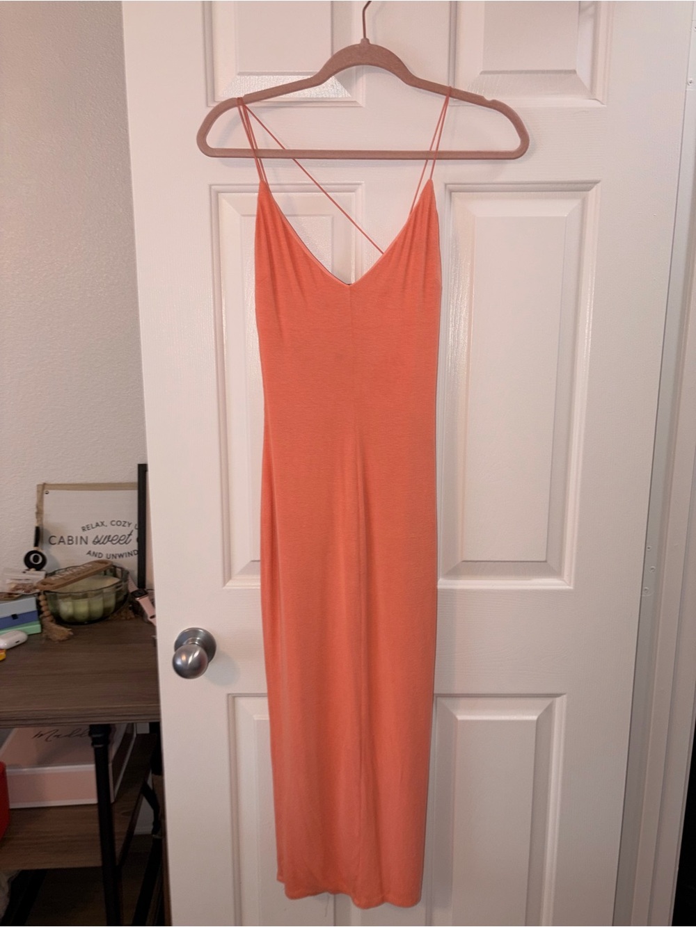Sleeveless Coral Slip Maxi Dress